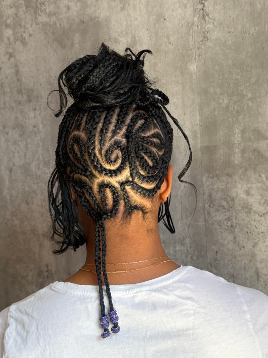 Swirl parting updo